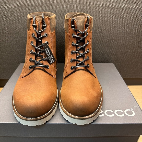 NIB! ECCO Men's Jamestown High-Cut Cognac Cocoa Brown Boot Size EU43/US9-9.5 - Picture 13 of 15